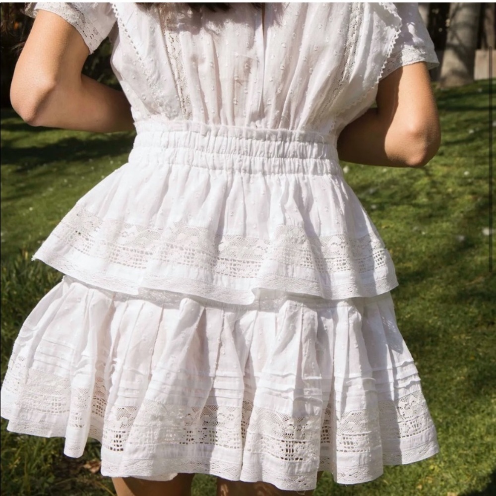 Maia Bergman Mery White Cotton Ruffle Mini Dress - Picture 6 of 14
